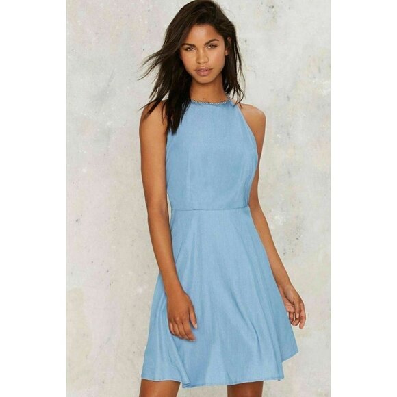 Nasty gal Womens Blue Strappy Studded Dress Small - Picture 1 of 2